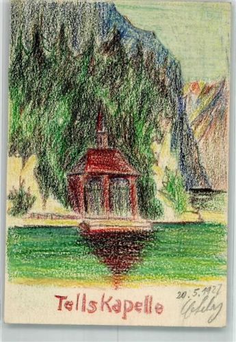 6452 Sisikon 1922 AK handgemalt Tellskapelle