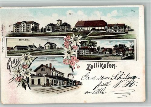 3052 Zollikofen 1902 BOAKC Bahnhof Molkerei Lithographie