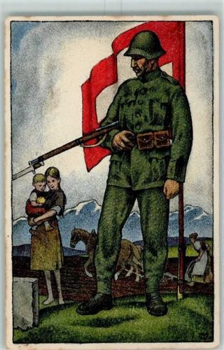 Nr. 1 Im Schutze der Grenzwacht Nationalspende für unsere Soldasten u. Familien AK Militär Schweiz 1923