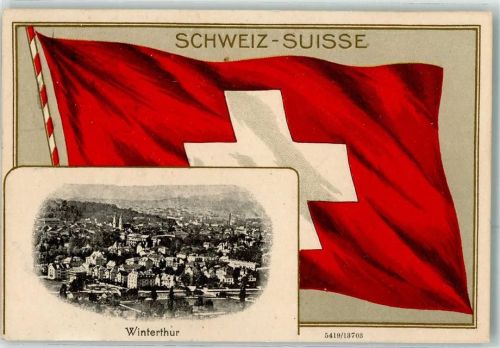 8400 Winterthur 1909 Prägedruck Fahne Lithographie