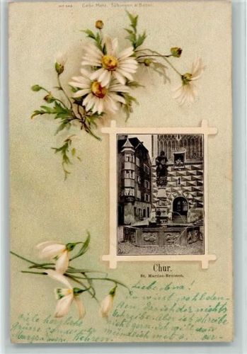 7000 Chur Coire - 1901 St. Martins-Brunnen Margerithen Schneeglöckchen