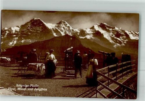 Schynige Platte Foto AK Aussichtsplattform Fernrohr Eiger Mönch Jungfrau