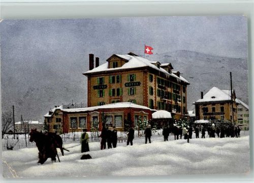 6490 Andermatt Gebrauchsspuren 1909 Skikjöring Winter