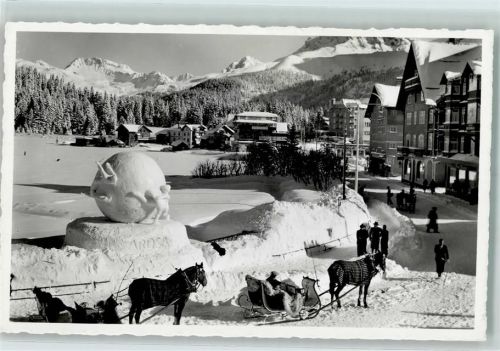 7050 Arosa - Winter Pferdeschlitten Obersee Schneeskulptur