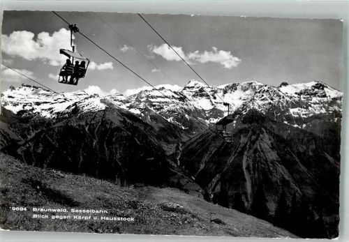 8784 Braunwald Foto AK Seilbahn Sesselbahn