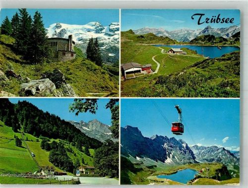 6390 Engelberg Foto AK Seilbahn KHotel Trübsee Kapelle mit Titlis Gerschnialpbahn