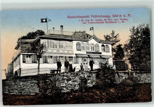 9053 Teufen AR 1916 Gebrauchsspuren Aussichtspunkt Gasthaus Fröhlichsegg Wetterfahne