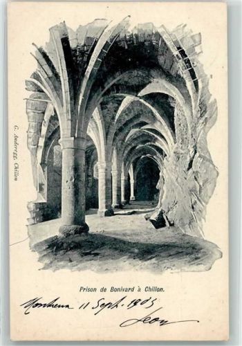 Chillon Chateau 1903 - Prison de Bonivard