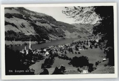 6078 Lungern Obsee - See Berg Feld Haus Baum Kirche
