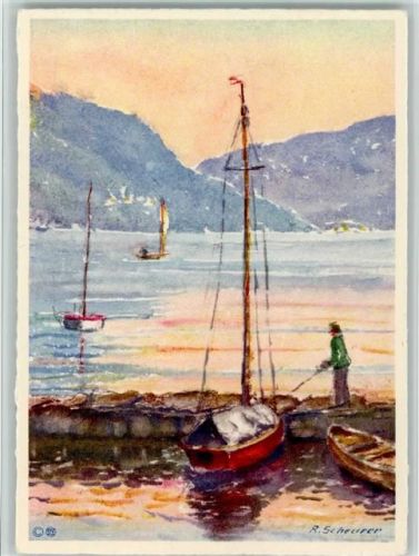 6612 Ascona Moscia Künstlerkarte Porto sign. R. Scheurer