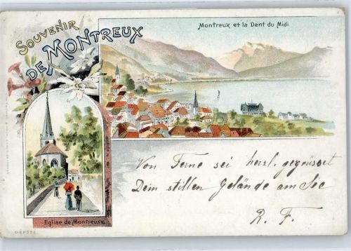 1820 Montreux - Künstlerkarte, Kirche, Teilansicht