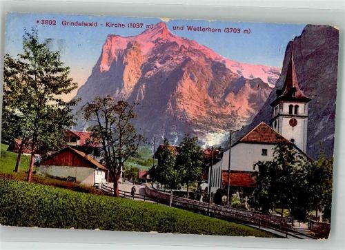 3818 Grindelwald 1931 Foto AK Kirche Wetterhorn