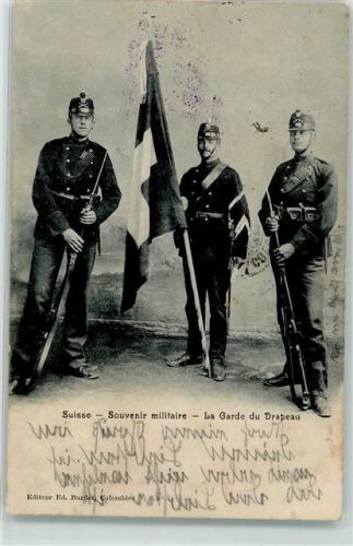 Colombier NE La Garde du Drapeau Ort lt. Stempel Militär Schweiz 1907 Gebrauchsspuren