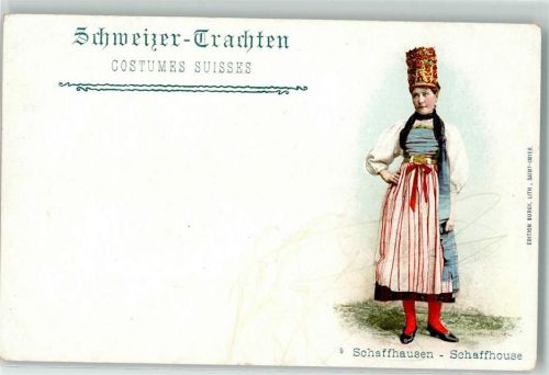 8200 Schaffhausen Sciaffusa Gebrauchsspuren Trachtenfrau