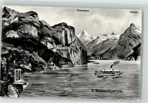 6440 Vierwaldstättersee - Raddampfer Tellsplatte Gotthardbahn Axenstrasse