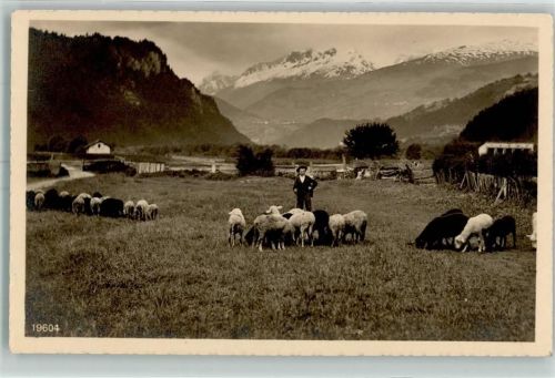 7050 Arosa 1913 - Knabe mit Schafherde Ort handschriftlich