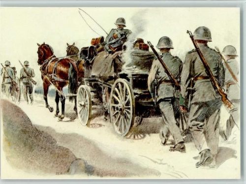 WK II sign Hugentobler - Fahrende Feldküche - sehr gute Erhaltung AK Militär Schweiz 1940 Künstlerkarte