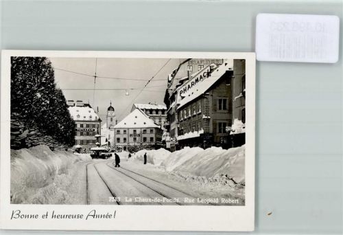 2300 La Chaux-de-Fonds FOTO KEINE AK Foto 10cm x 7cm Neujahrswunsch Rue Leopold hiver