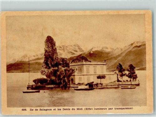 1820 Montreux 1954 Halt gegens Licht Patent Leucht AK Insel Salagnon