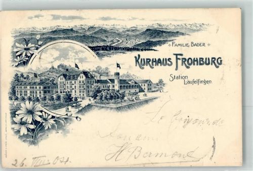 4448 Läufelfingen 1904 Lithographie Kurhaus Frohburg Fam. Bader
