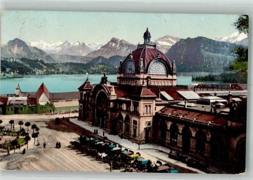 Luzern Lucerne Bahnhof Bahnhof Schweiz 1909 Foto AK