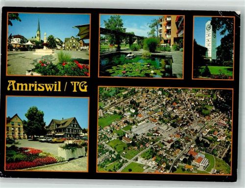 8580 Amriswil 1986 Foto AK Fliegeraufnahme Kirche Marktplatz