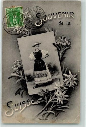 2926 Boncourt 1908 Gebrauchsspuren Wadtländer Trachtenmädchen Ort lt. Stempel