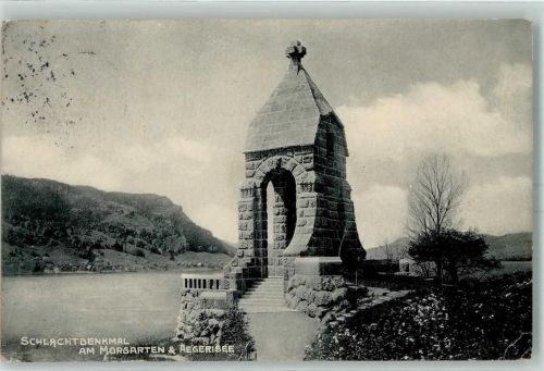 6315 Oberägeri 1919 Gebrauchsspuren Schlachtdenkmal am Morgarten und Aegerisee