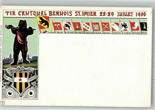 2610 St-Imier Saint-Imier 1900 Lithographie Wappen Bär Tir Cantonal Bernois