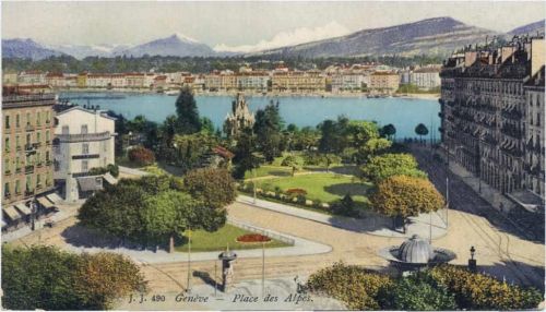 um 1910/20 - Genf, Schweiz, Place des Alpes, See,Jullien freres Phot. Editeurs AKU1