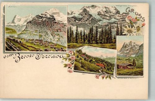 3818 Grindelwald Gebrauchsspuren Wengernalp Beatenberg Grindelwald Lithographie