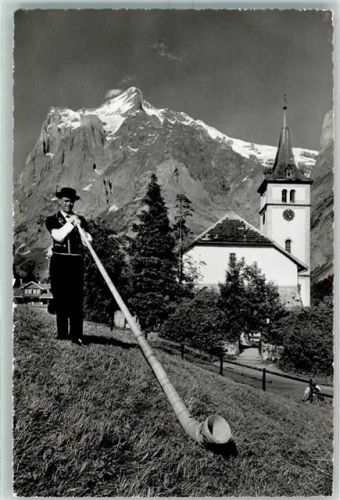 3818 Grindelwald 1958 - Alphornbläser mit Wetterhorn