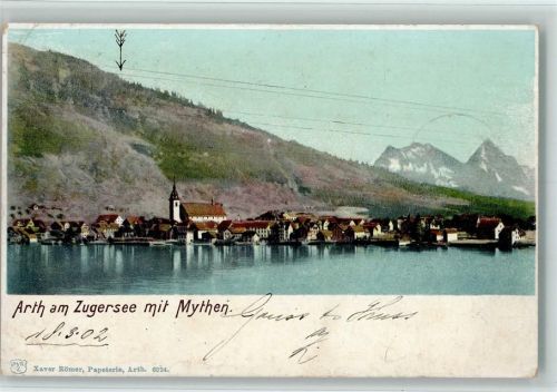 6415 Arth 1902 Gebrauchsspuren Zugersee AK