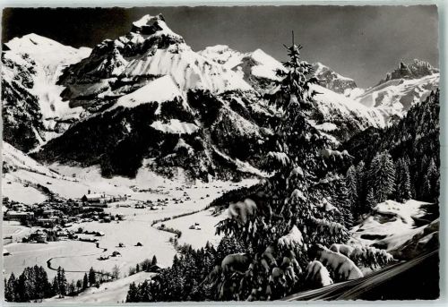 6390 Engelberg - Blick gegen Hahnen und Spannort Winter
