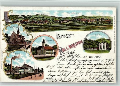 8483 Kollbrunn 1903 BOAKC fabrik Lithographie