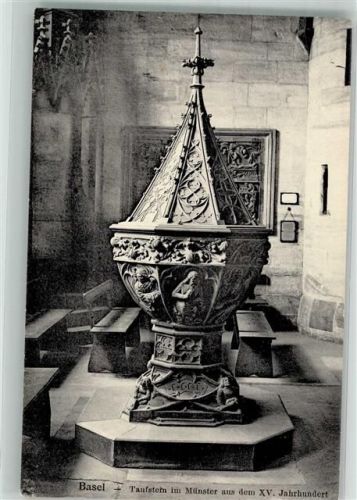 4000 Basel Bâle Foto AK Kirche Taufstein im Münster