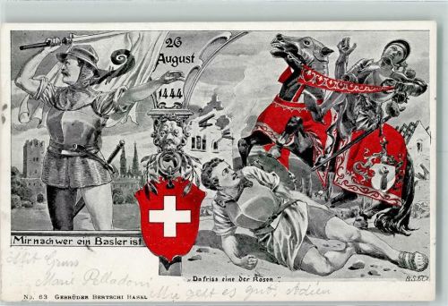 4000 Basel Bâle 1904 Gebrauchsspuren Edelmann Ritter auf Pferd