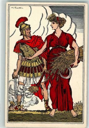 Bahnpost Ambulant 29.7.16 2655 Bundesfeier 1916 für die Notleidenden Wehrmänner sign. H.C. Fourtier Bundesfeier Ganzsachen Schweiz Künstlerkarte