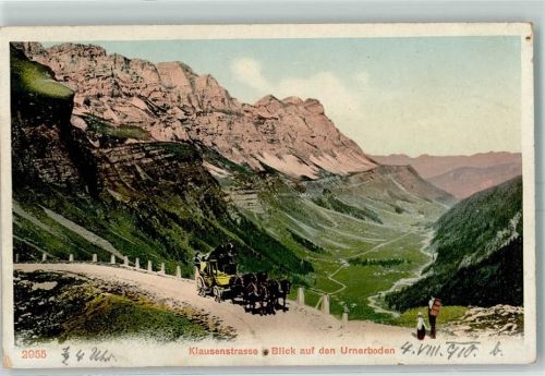 8751 Urnerboden 1910 Gebrauchsspuren Klausenstraße Pferdekutsche