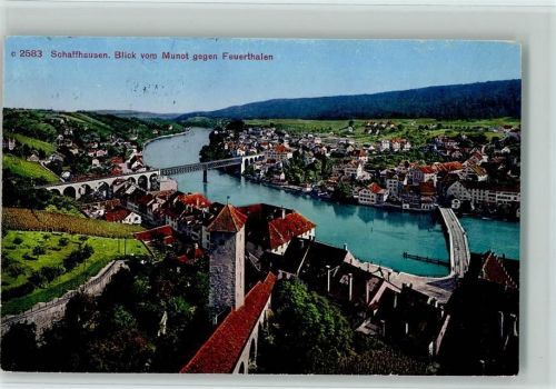 8200 Schaffhausen Sciaffusa - Blick vom Munot gegen Feuerthalen