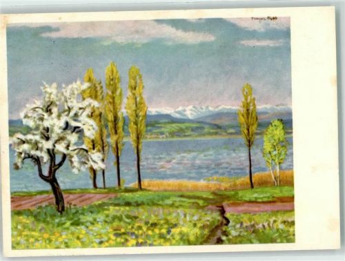 Murten Morat sign. Gos Francois Murtensee Pro Infirmis Schweiz Künstlerkarte