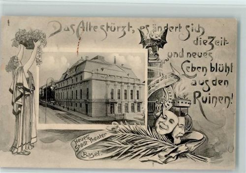 4000 Basel Bâle 1909 - Neues Stadt-Theater Masken Passepartout