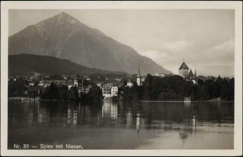 um 1930/40 - Spiez: Ansicht mit Niesen,A. Beer AKU2