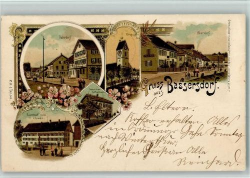 8303 Bassersdorf 1900 BOAKC Gasthaus Löwen Lithographie
