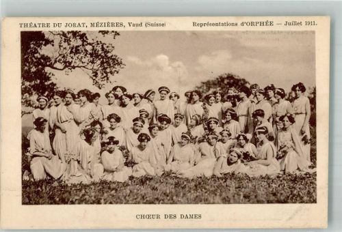 1083 Mézières VD 1911 Foto AK Theatre du Joroat Choer des Dames