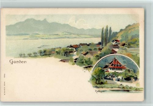 3654 Gunten Lithographie Ralligen