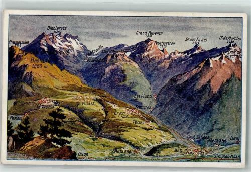 1882 Gryon Gebrauchsspuren Vogelschau