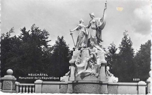 1963 - Neuchatel, Kanton Neuenburg, Schweiz, Monument de la Republique, Skulpturen,Perrochert AKU1