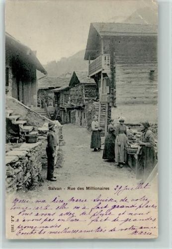 1922 Salvan 1901 Gebrauchsspuren Rue des Millionaires - Wäsche waschen