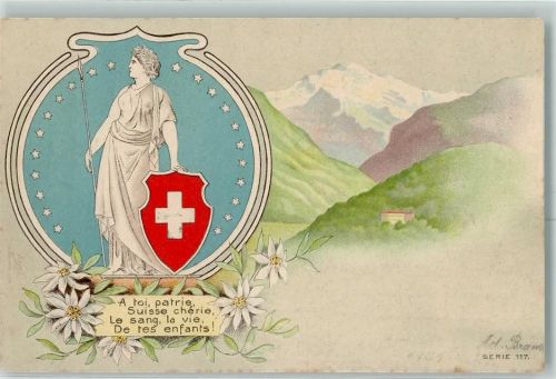 1260 Nyon 1901 Prägedruck Helvetia Wappen Ort lt. Stempel